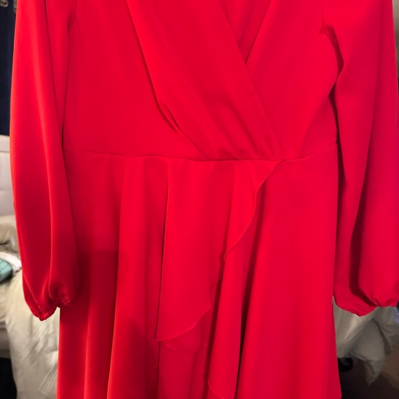 Long sleeve v neck flowy mini dress size large - Picture 3 of 5